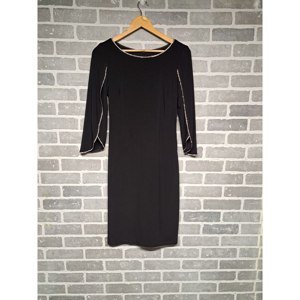 Joseph Ribkoff Black Rhinestone Cold Shoulder Jersey Womens Dress‎ Size 4 NWT